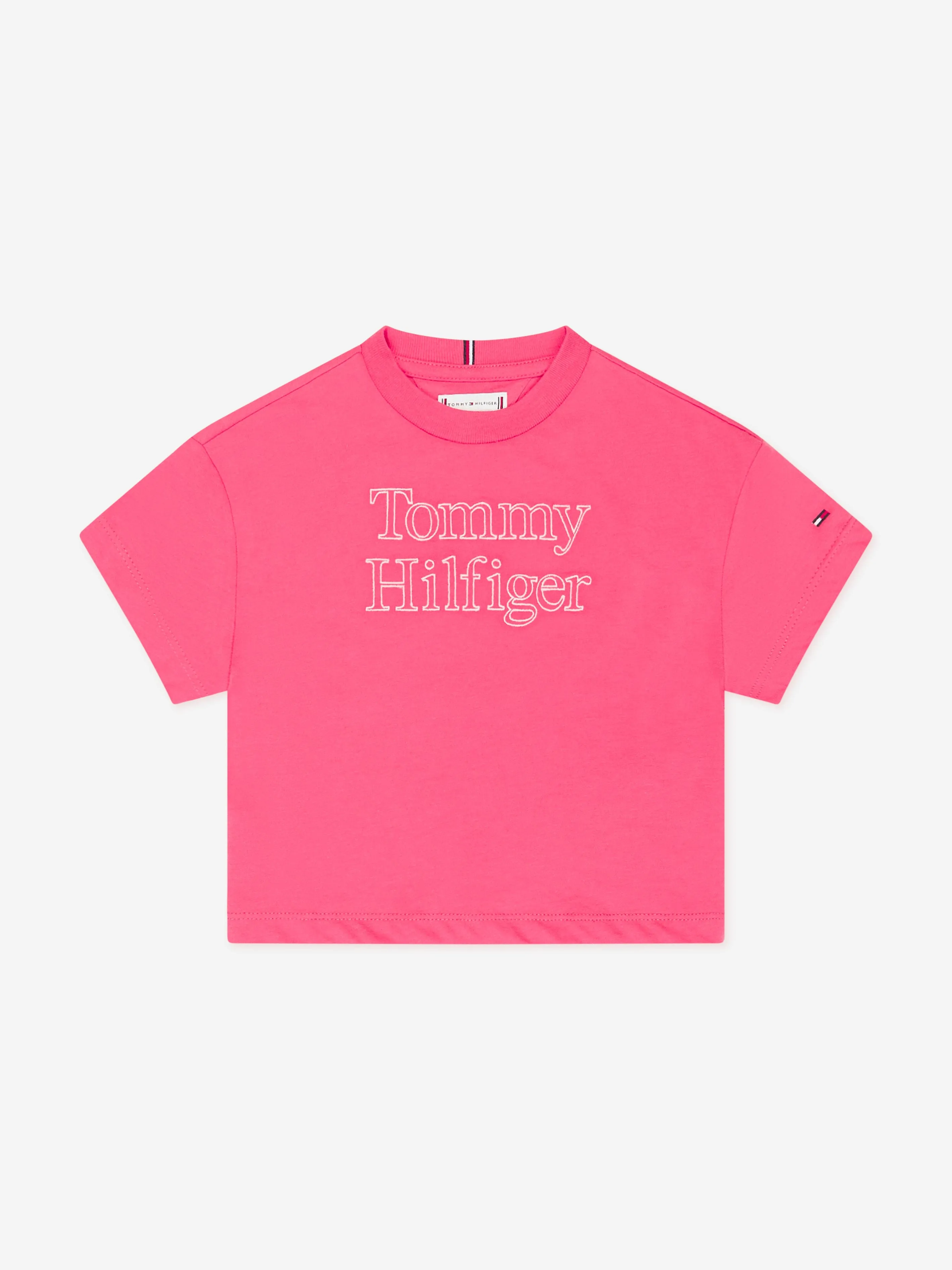 Tommy Hilfiger Girls Logo Stitch T-Shirt in Pink