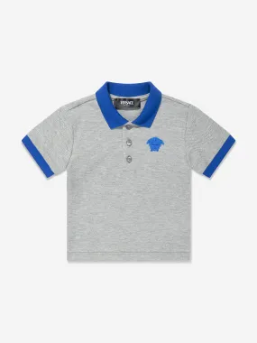 Versace Baby Boys Logo Polo Shirt in Grey