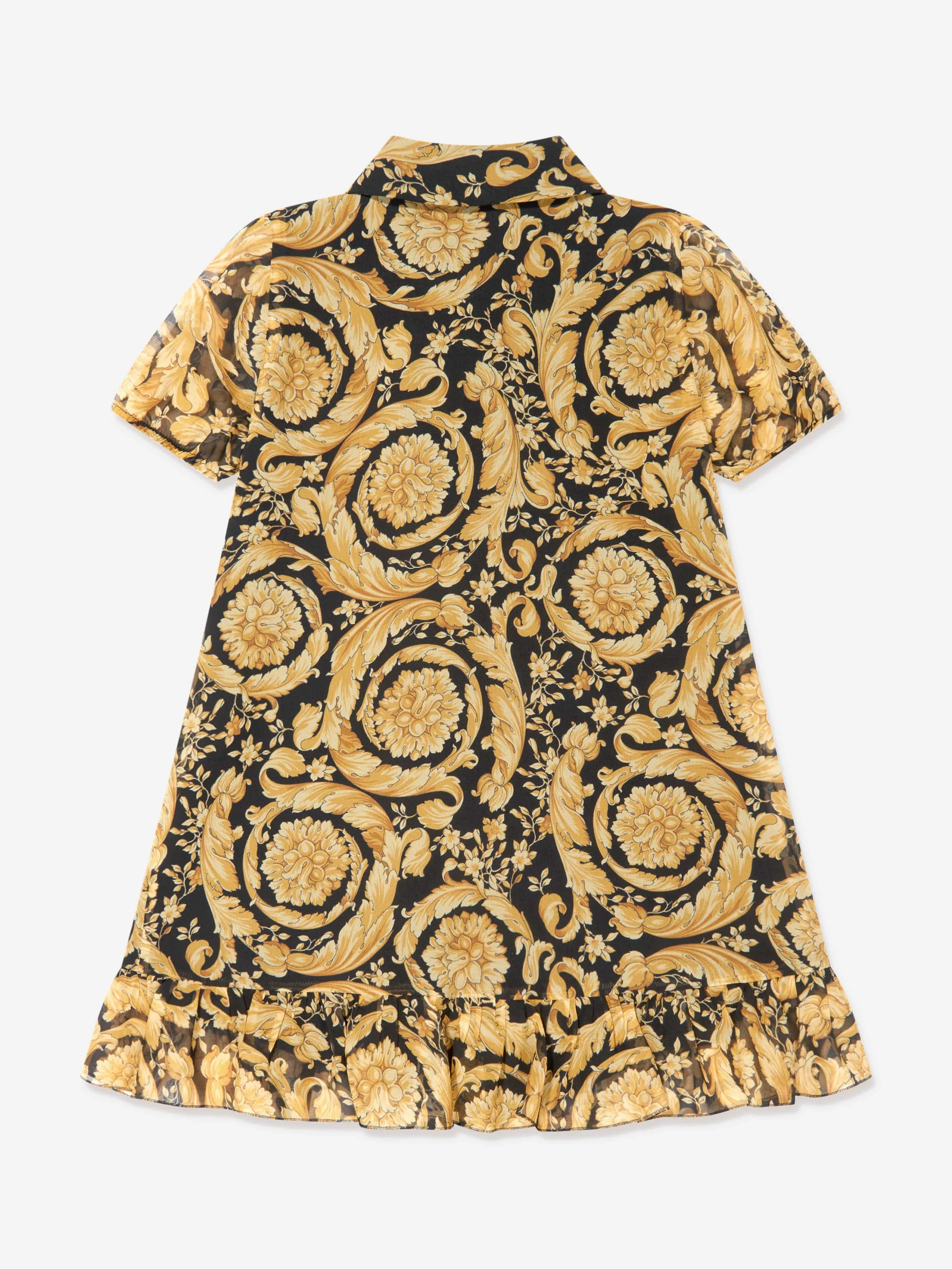 Versace Girls Silk Barocco Georgette Dress in Gold