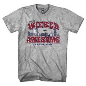 Wicked Awesome Boston Skyline T-Shirt: Unisex M-Chowdaheadz