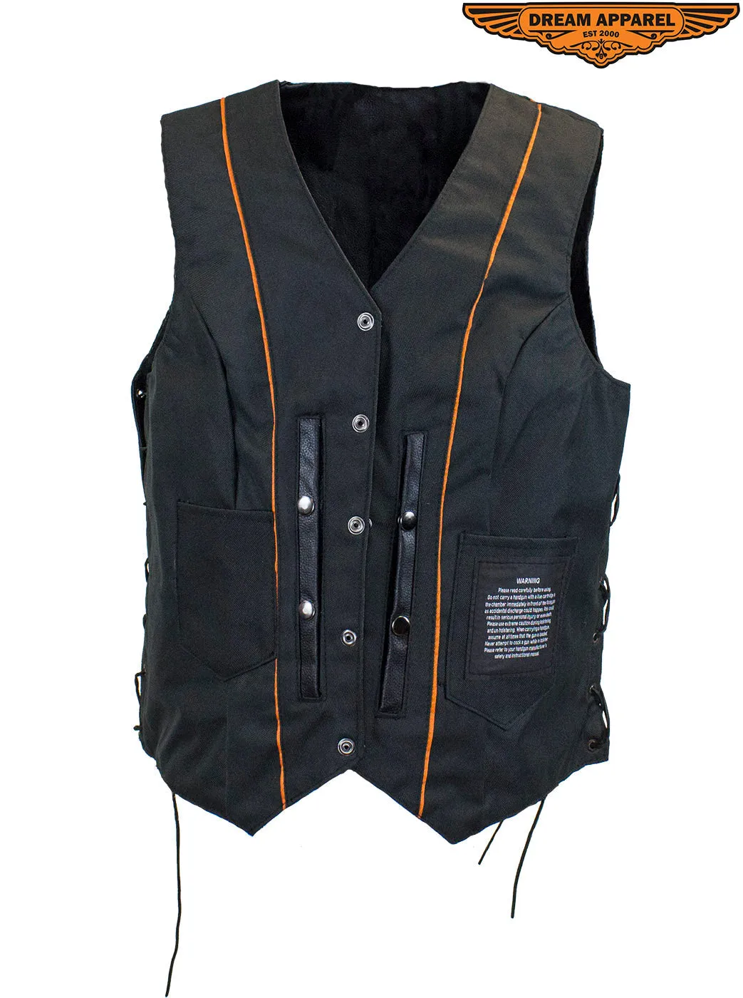 Women's Black Concealed Gun Pocket Vest with Side Laces