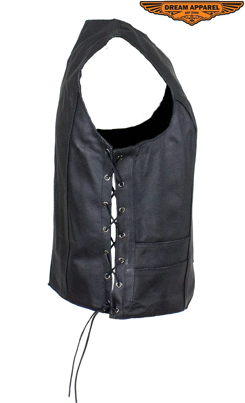 Women's Black Concealed Gun Pocket Vest with Side Laces