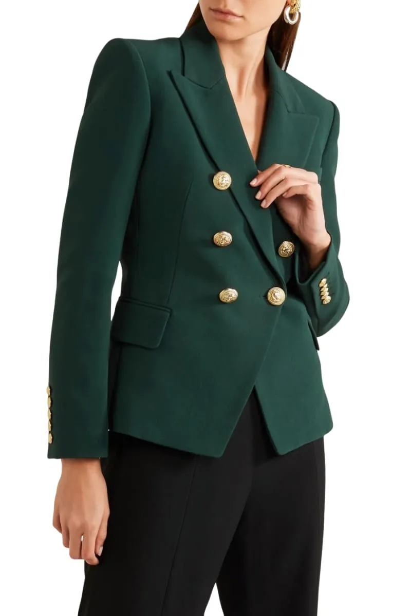 Women's Dark Emerald Green Double Breasted Blazer