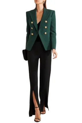 Women's Dark Emerald Green Double Breasted Blazer