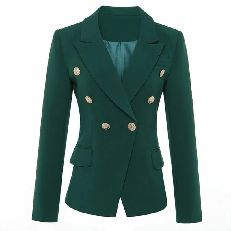 Women's Dark Emerald Green Double Breasted Blazer