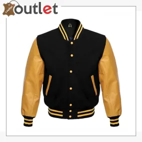 Wool Blend Baseball Leather Varsity jacket