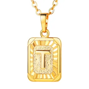 Yellow Chimes Gold Plated Alphabet 'T' Statement Pendant Necklace for Men and Women